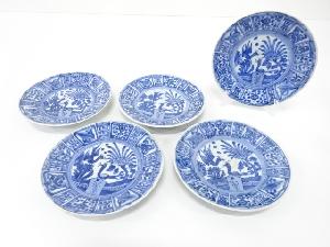 古伊万里　芙蓉手　花鳥文　五寸皿　5客揃